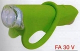 ART.FA 30 V Fanale in silicone verde ALIEN  anteriore con 1 super led bianco(batt.incl.)